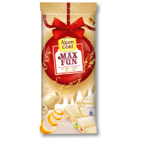 Отзывы Шоколад Alpen Gold Max Fun Снежный вкус апельсина белый со взрывной карамелью, мармеладом, разноцветным драже и карамелью со вкусом апельсина