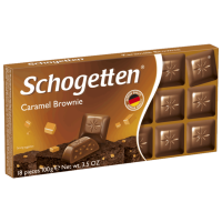 Отзывы Шоколад Schogetten Caramel Brownie молочный с начинкой из крема брауни, печенья с какао и карамелью порционный, 30% какао
