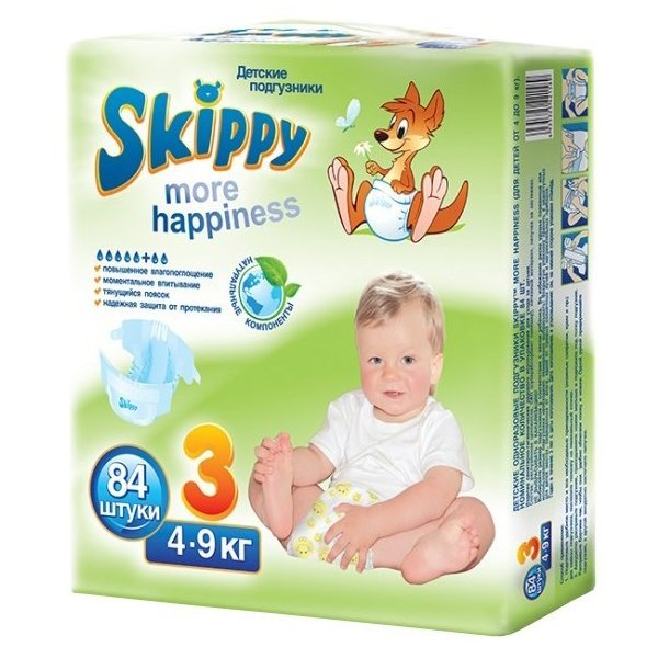 Отзывы Skippy подгузники More Happiness 3 (4-9 кг) 84 шт.