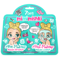 Отзывы 7DAYS Тканевая маска-праймер Mimimishki Pre-Makeup с Манго и Карите/Тканевая маска-сейвер Mimimishki Post-Makeup с Киви и Папайей