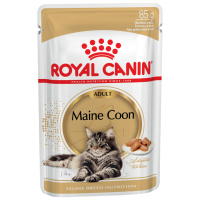 Отзывы Корм для кошек Royal Canin Мейн-кун для здоровья кожи и шерсти, мясное ассорти 85 г (кусочки в соусе)