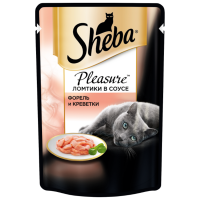 Отзывы Корм для кошек Sheba Pleasure с форелью, с креветками 85 г (кусочки в соусе)