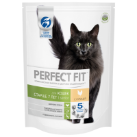 Отзывы Корм для пожилых кошек Perfect Fit 7+ для профилактики МКБ, для здоровья кожи и шерсти, с курицей 650 г