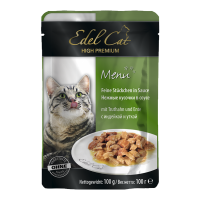 Отзывы Корм для кошек Edel Cat с индейкой, с уткой 100 г (кусочки в соусе)