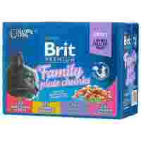 Отзывы Корм для кошек Brit Premium Family Plate с курицей, с индейкой, с говядиной, с треской, с лососем, с форелью 12шт. х 100 г (кусочки в соусе)