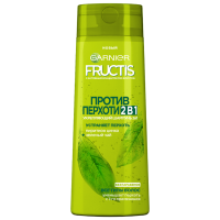 Отзывы GARNIER Fructis шампунь Против перхоти 2в1 Укрепляющий c пиритионом Цинка и Зеленым чаем для всех типов волос