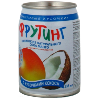 Отзывы Напиток сокосодержащий Фрутинг из натурального сока манго с кусочками кокоса, без сахара