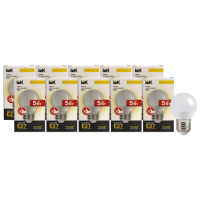 Отзывы Упаковка светодиодных ламп 10 шт IEK LLE-230-30, E27, G45, 5Вт
