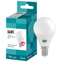 Отзывы Лампа светодиодная IEK ECO шар 4000K, E14, G45, 7Вт